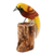 Wood statuette, 'Paradise Bird' - Artisan Crafted Suar Wood Bird Statuette