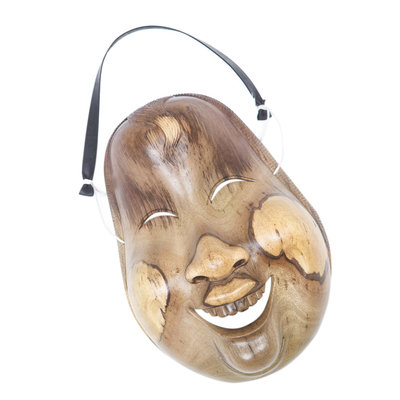 Holzmaske, „Wayan Jantuk“ – handgeschnitzte Maske aus Hibiskusholz aus Bali