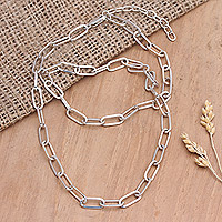 Sterling silver chain necklace, 'Glamour Soul' - Handcrafted Sterling Silver Chain Necklace from Bali