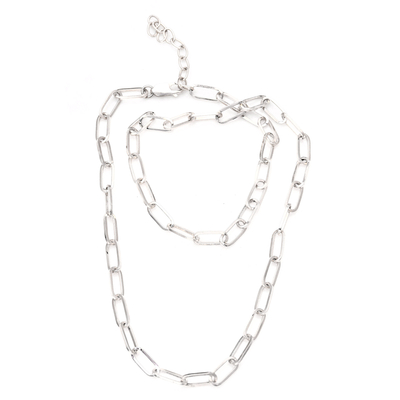 Sterling silver chain necklace, 'Glamour Soul' - Handcrafted Sterling Silver Chain Necklace from Bali