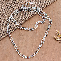 Sterling silver chain necklace, 'Shining Soul' - Sterling Silver Chain Necklace Handmade in Bali