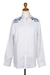 Men's hand-embroidered linen shirt, 'Calm Under Pressure' - Men's Hand-Embroidered Shirt with Floral Motif