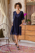 Rayon dress, 'Midnight Blue Medallion' - Rayon Dress with Floral and Medallion Embroidered Details (image 2) thumbail