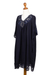 Rayon dress, 'Midnight Blue Medallion' - Rayon Dress with Floral and Medallion Embroidered Details (image 2e) thumbail