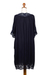 Rayon dress, 'Midnight Blue Medallion' - Rayon Dress with Floral and Medallion Embroidered Details (image 2f) thumbail