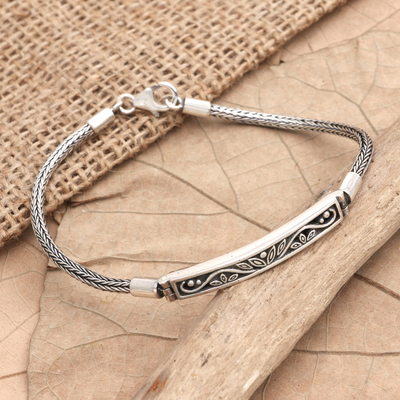 Sterling silver pendant bracelet, 'Sweet Scent' - Unisex Sterling Silver Pendant Bracelet from Bali