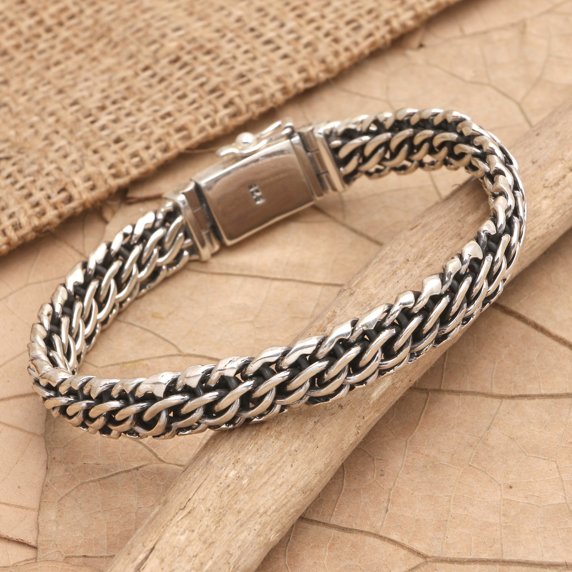 Men's Sterling Silver Cuban Link Chain Bracelet - Honest Man | NOVICA