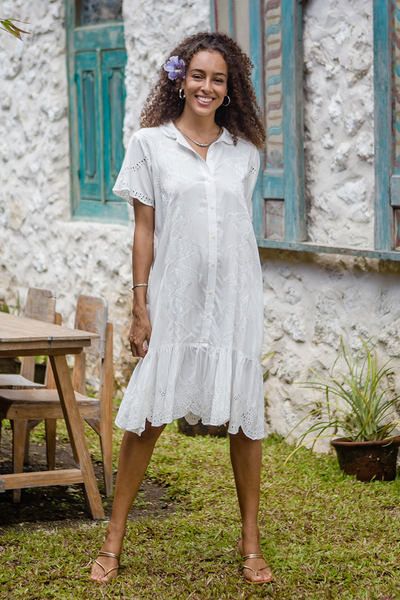 Handbesticktes A-Linien-Kleid aus Rayon - Handbesticktes Rayon-A-Linien-Kleid aus Bali