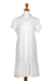 Hand-embroidered rayon a-line dress, 'Bloom Under Snow' - Hand-Embroidered Rayon A-Line Dress from Bali thumbail