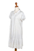 Hand-embroidered rayon a-line dress, 'Bloom Under Snow' - Hand-Embroidered Rayon A-Line Dress from Bali (image 2d) thumbail