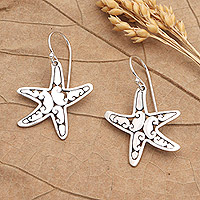 Sterling silver dangle earrings, 'The Little Starfish' - Sterling Silver Dangle Earrings with Starfish Motif