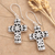 Sterling silver dangle earrings, 'Eternal Flowers' - Sterling Silver Dangle Earrings with Cross Motif (image 2) thumbail