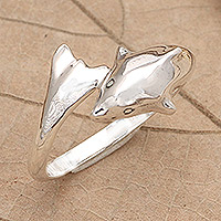 Sterling silver wrap ring, 'Jolly Dolphin' - Sterling Silver Wrap Ring with Dolphin Motif
