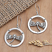Sterling silver dangle earrings, 'Dragonfly Playground'