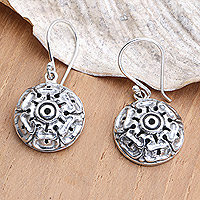 Sterling silver dangle earrings, 'Life Cycle' - Hand Made Sterling Silver Dangle Earrings