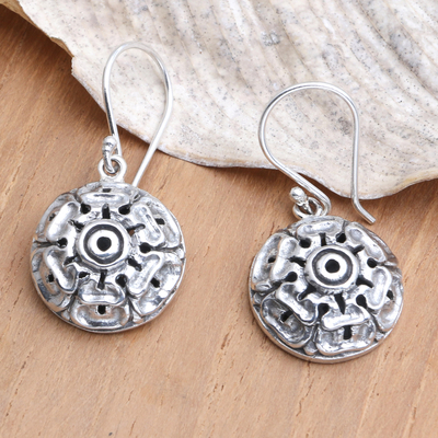 Sterling silver dangle earrings, 'Life Cycle' - Hand Made Sterling Silver Dangle Earrings