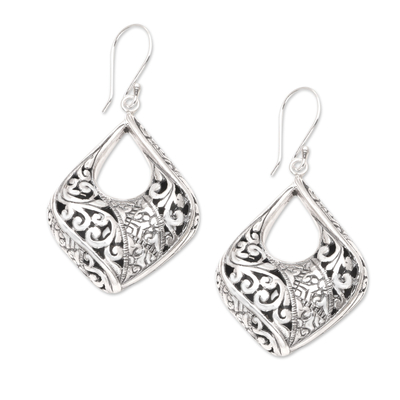 Sterling silver dangle earrings, 'Altar of Repose' - Artisan Crafted Sterling Silver Dangle Earrings