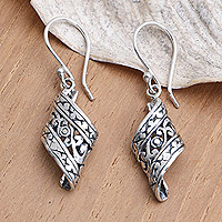 Sterling silver dangle earrings, 'The Great Curve'