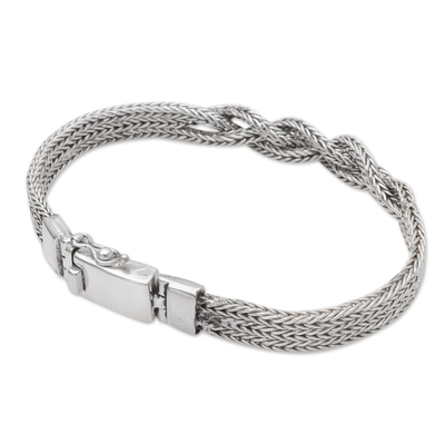 Unisex Sterling Silver Chain Bracelet Crafted in Bali - Illusion Knot ...