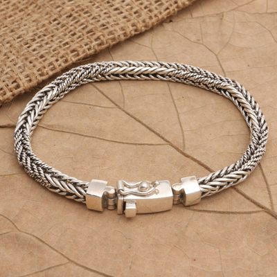 Sterling silver chain bracelet, 'Truth or Dare' - Hand Made Sterling Silver Chain Bracelet