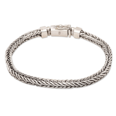 Sterling silver chain bracelet, 'Truth or Dare' - Hand Made Sterling Silver Chain Bracelet
