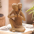Holzstatuette - Statuette aus Hibiskusholz mit Vater und Kind
