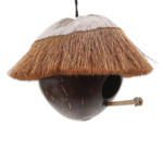Coconut shell birdhouse, 'Twilight House' - Coconut Shell and Bamboo Birdhouse from Bali
