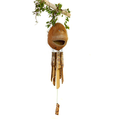 Handmade Bamboo Wind Chime with Monkey Motif