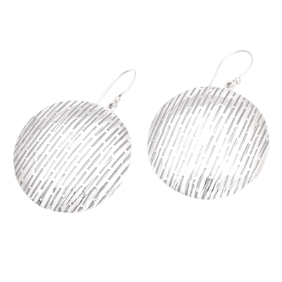 Sterling silver dangle earrings, 'Round Labyrinth' - Artisan Crafted Sterling Silver Dangle Earrings