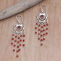 Carnelian dangle earrings, 'Sacral Chakra' - Sterling Silver and Carnelian Dangle Earrings