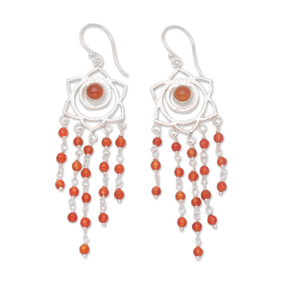 Carnelian dangle earrings, 'Sacral Chakra' - Sterling Silver and Carnelian Dangle Earrings