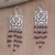Garnet dangle earrings, 'Root of Desire' - Garnet Dangle Earrings with Chakra Motif