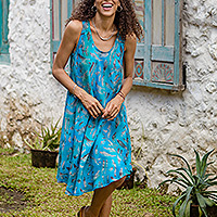 Featured review for Batik rayon dress, Abstract Petals