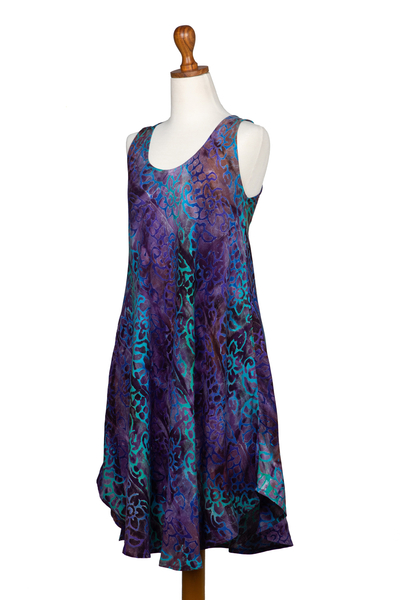 Batik rayon dress, 'Secret Forest' - Multicoloured Batik Hand-painted Rayon Dress from Indonesia