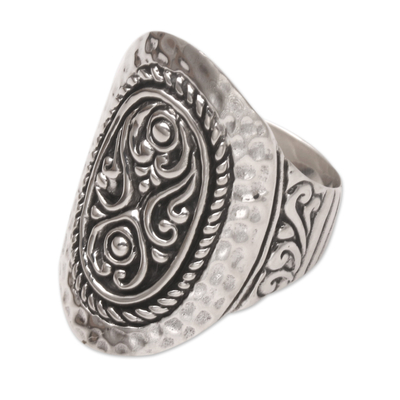 Men's sterling silver cocktail ring, 'Palace Door' - Men's Hand Made Sterling Silver Cocktail Ring