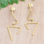 Pendientes colgantes chapados en oro - Pendientes colgantes abstractos chapados en oro de 18 quilates hechos a mano