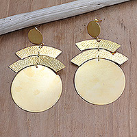 Gold-plated dangle earrings, 'Shine Throughout'