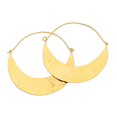 Gold-plated hoop earrings, 'In the Same Canoe' - Hand Crafted Gold-Plated Hoop Earrings from Indonesia