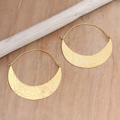 Gold-plated hoop earrings, 'In the Same Canoe' - Hand Crafted Gold-Plated Hoop Earrings from Indonesia