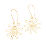 Gold-plated dangle earrings, 'Sun Gleam' - Hand Crafted Gold-Plated Dangle Earrings from Indonesia