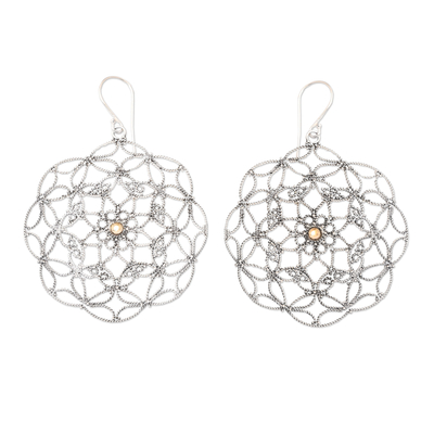 Sterling Silver Filigree Earrings with 18k Gold Accents