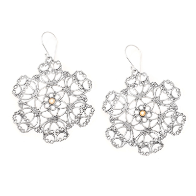 Balinese Filigree Earrings with 18k Gold Accents