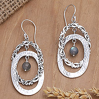 Labradorite dangle earrings, 'Kinetic Energy' - Labradorite and Sterling Silver Dangle Earrings