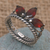 Garnet cocktail ring, 'Queen of the Jungle in Red' - Garnet and Sterling Silver Crown-shaped Cocktail Ring