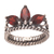 Garnet cocktail ring, 'Queen of the Jungle in Red' - Garnet and Sterling Silver Crown-shaped Cocktail Ring