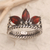 Garnet cocktail ring, 'Queen of the Jungle in Red' - Garnet and Sterling Silver Crown-shaped Cocktail Ring