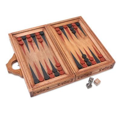 Juego de backgammon de madera - Juego de backgammon de madera de Cempaka hecho a mano de Bali