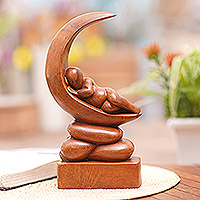 Wood sculpture, 'Dream Baby'