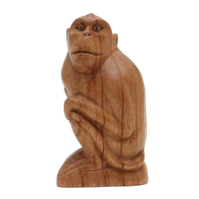 Hand Carved Animal-Themed Jempinis Wood Sculpture from Bali