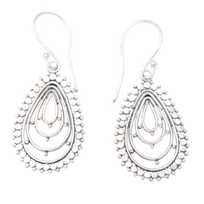 Sterling silver dangle earrings, 'Eccentric Droplets' - Artisan Crafted Sterling Silver Dangle Earrings from Bali